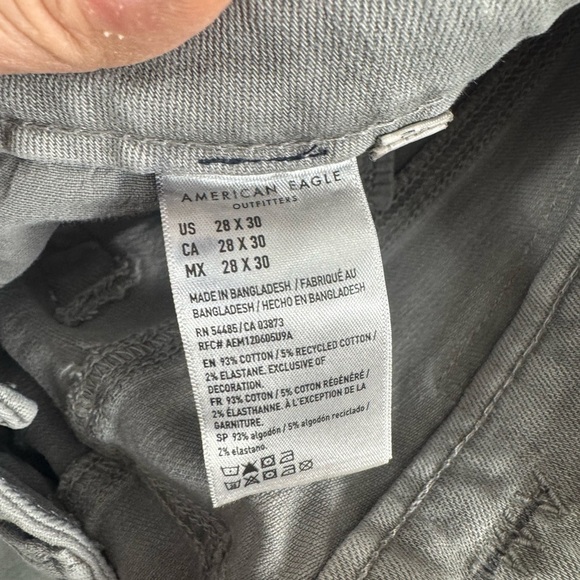 American Eagle Gray Slim Distressed Denim Jean 29x34 Grunge Goth Punk Streetwear - Picture 11 of 13